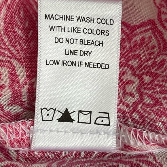 NWOT Counterparts Pink and White Paisley Floral V-Neck 3/4 Sleeve Top Blouse M - Picture 12 of 16